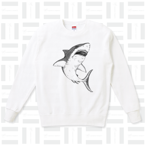 手描きシャーク(サメ)モノクロ