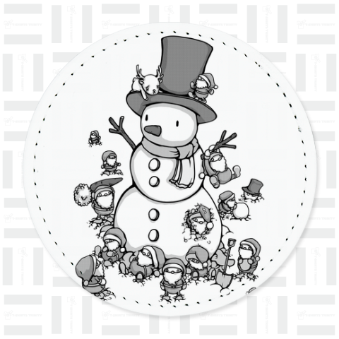 メニー?クリスマス『雪だるま作り』モノクロ