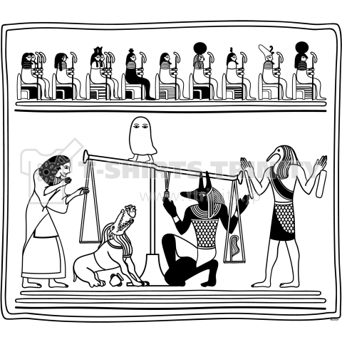 らくがきシリーズ 待てないアメミット メジェド様もいるよ エジプトの神様たち デザインtシャツ通販 Tシャツトリニティ