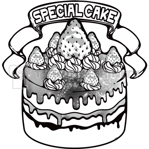 宇宙(そら)いちごのスペシャルケーキ-モノクロ
