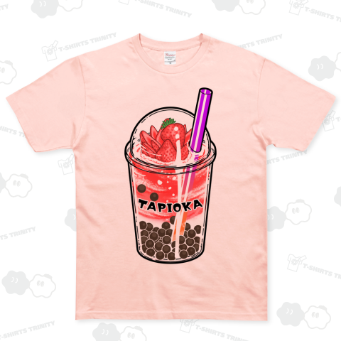 タピオカマニア-いちごミルク ベーシックTシャツ(5.0オンス)