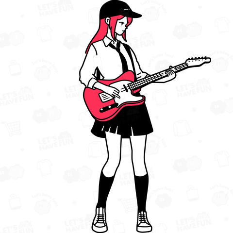 ギター女子 ピンク