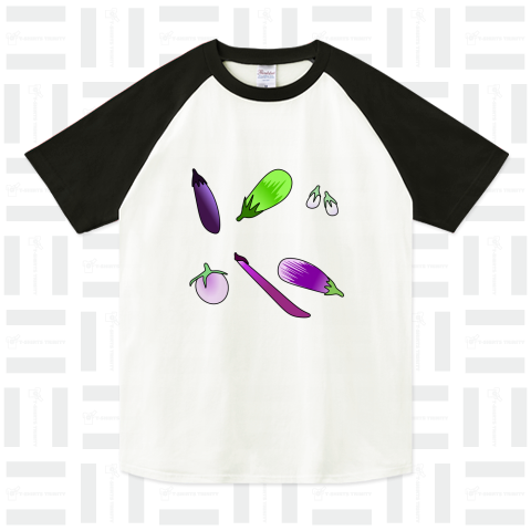 なす・ナス・茄子（ラグランTシャツ）|デザインTシャツ通販【Tシャツ 