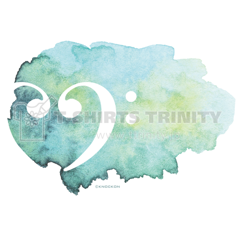 Bass Clef Heart Watercolored 01