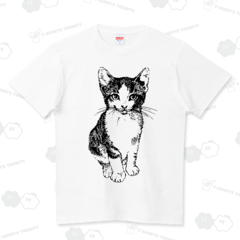 可愛いスケッチ風子猫さん nekotake ハイクオリティーTシャツ(5.6オンス)