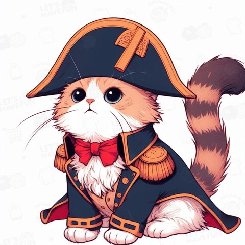 ナポレオン風の猫のイラスト