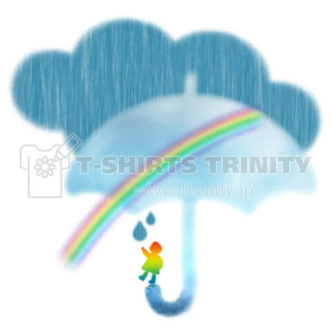雨と虹と女の子 デザインtシャツ通販 Tシャツトリニティ