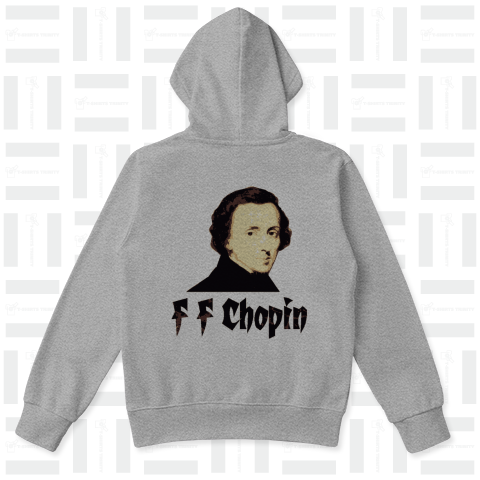 『ショパン 音楽家(背プリント) Frédéric François Chopin 肖像 ピアノ  教室 楽曲 練習』Tシャツ