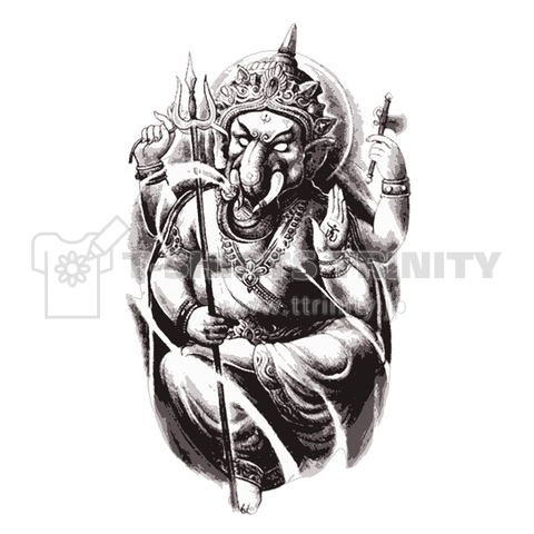 『ガネーシャ3 ヒンズー教 宗教 象 神様 インド 幸福 商売繁盛 』Tシャツ