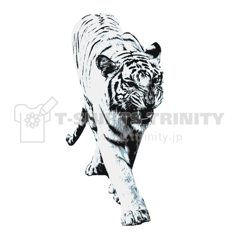 ホワイトタイガー 虎 とら 百虎 猛虎 インド 最強 猛獣 ペット 飼育 Tシャツ デザインtシャツ通販 Tシャツトリニティ