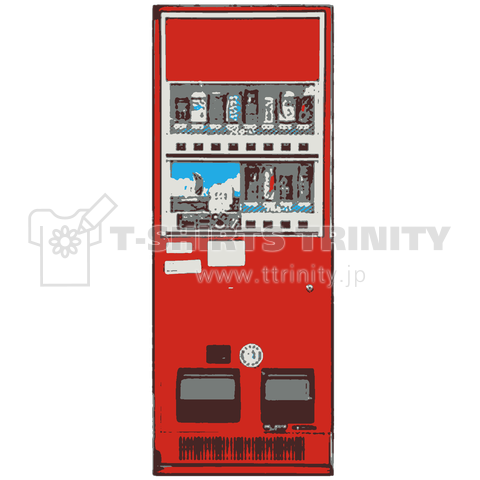 『自動販売機(前プリント) 自販機 ジュース 昭和 レトロ 旧型 ロング缶 つぶつぶ オレンジ コーラ 250ml 』Tシャツ