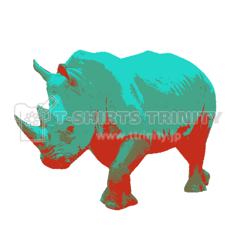 サイ サイケデリック ライノ Rhino 一角 犀 動物 最強 インド クロ シロ ジャワ スマトラ Tシャツ デザインtシャツ通販 Tシャツトリニティ