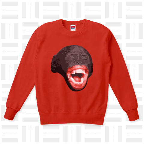 『チンパンジー 猿 申 さる 霊長類 マキブ 奇声 ゴリラ バブーン ヒヒ 爆笑 笑顔 スマイル』Tシャツ