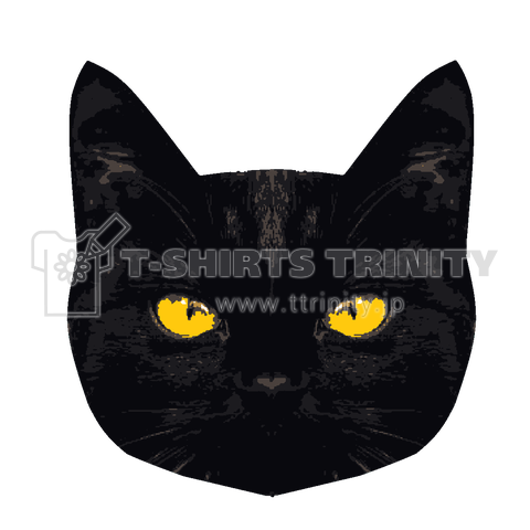 『猫18 黒猫 キャット  猫グッズ CAT 飼い猫 野良猫 捨て猫 子猫 飼育 ペット 猫カフェ おニャンコ 顔』Tシャツ