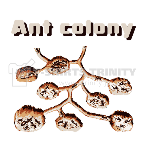 『アリの巣 蟻 昆虫 アント 構造 大きい アルミ 役割 働きアリ 女王アリ 虫』Tシャツ