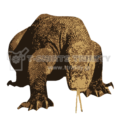 『コモドドラゴン(背プリント) インドネシア トカゲ オオトカゲ 細菌 猛毒 凶暴 恐怖 肉食 恐竜』Tシャツ