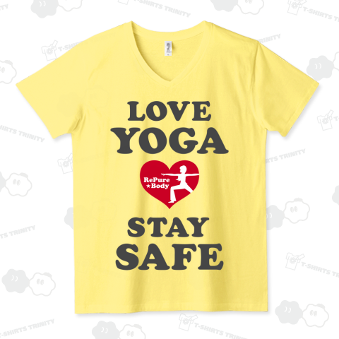 LOVE YOGA STAY SAFE VネックTシャツ(4.3オンス)