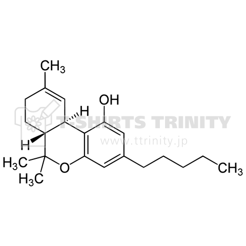 テトラヒドロカンナビノール(THC) 化学構造式