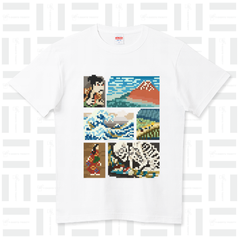 ドット浮世絵 (カスタマイズ可) ハイクオリティーTシャツ(5.6オンス)