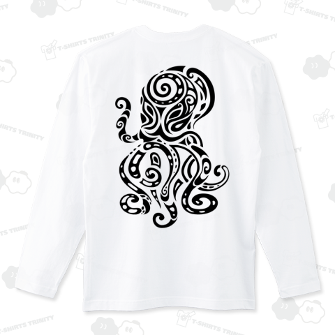 タコ トライバル(ロングTシャツ)|デザインTシャツ通販【T タコ トライバル(ロングTシャツ)|デザインTシャツ通販【T