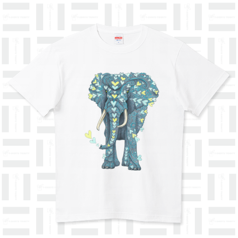 Love & Peace elephant ハイクオリティーTシャツ(5.6オンス)