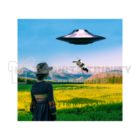 牛を連れ去るufo デザインtシャツ通販 Tシャツトリニティ