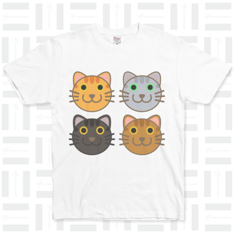 トラ猫四兄弟(茶トラ・サバトラ・キジトラ・ヨモギトラ)（Tシャツ