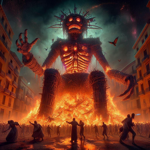 Giant fire doll