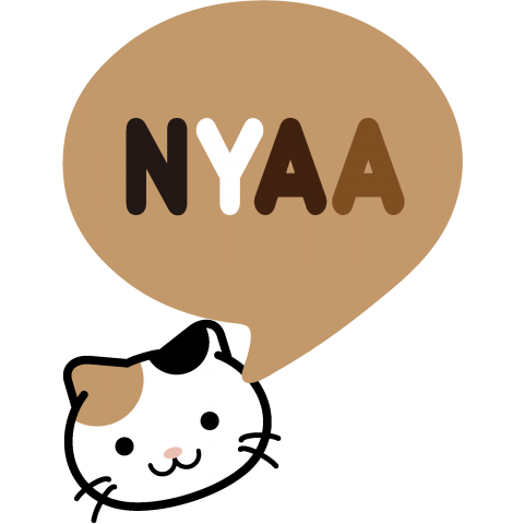 NYAA 三毛猫 /cat・ネコ・ねこ・pet・アニマル・動物・ペット・かわいい・カワイイ・可愛い・女性・子供・シンプル・イラスト・ロゴT・デザインTシャツ
