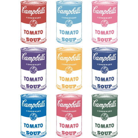 9個のcampbell S Soup Cans ポップ Pop アート Art 絵 デザイン バンド かわいい カワイイ 可愛い イラスト 絵画 フード 女性 子供 ロック Rock 音楽 ロゴ デザインtシャツ通販 Tシャツトリニティ
