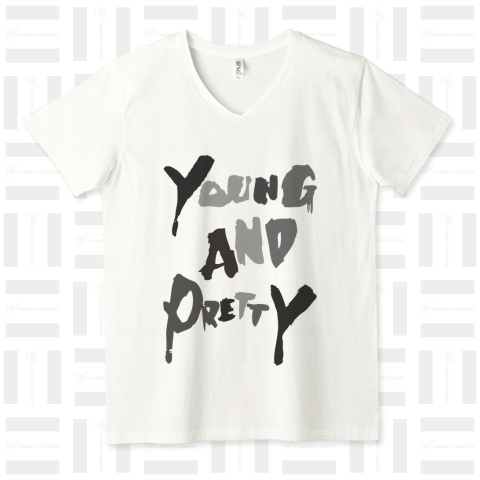 YOUNG AND PRETTY /パンク・PUNK・ロック・ROCK・音楽・MUSIC・パロディ・可愛い・文字・ロゴ・デザインTシャツ