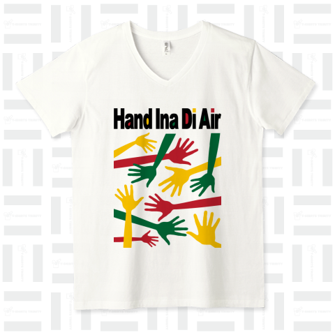 Hand Ina Di Air /レゲエ・REGGAE・ラスタ・ストリート・ヒップホップ・HIPHOP・MUSIC・音楽・模様・柄・可愛い・女性・子供・イラスト・カラフル・ロゴ・デザインTシャツ