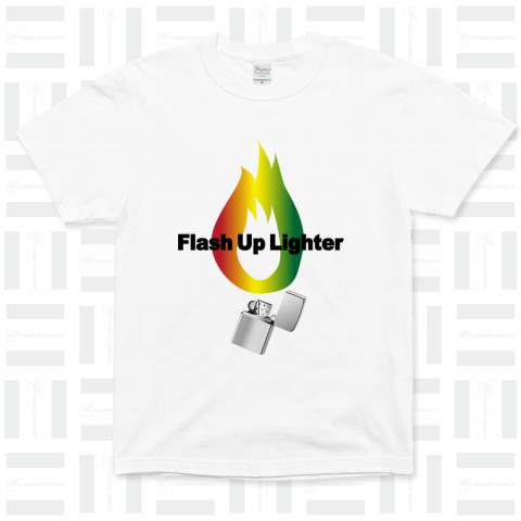 Flash Up Lighter /炎・レゲエ・REGGAE・ラスタ・ストリート・ヒップホップ・HIPHOP・MUSIC・音楽・模様・柄・カワイイ・可愛い・イラスト・カラフル・ロゴ・デザインTシャツ