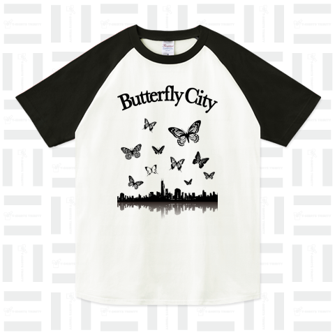 Butterfly City /(蝶・ロック・音楽・rock・ギター・バンド・パンク・Tシャツ・花・虫・動物・楽器・自然・イラスト・シンプル・モノクロ・ロゴ・模様・柄・女性・可愛い・かわいい・カワイイ