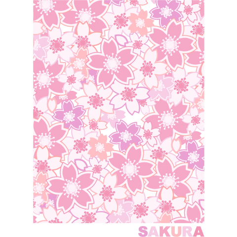 SAKURA /(桜・花・柄・模様・パターン・さくら・サクラ・かわいい・カワイイ・可愛い・シンプル・イラスト・ロゴ・デザイン・カラフル・アート・葉・自然・日本・和・絵・女性・子供・文字・模様・Tシャツ