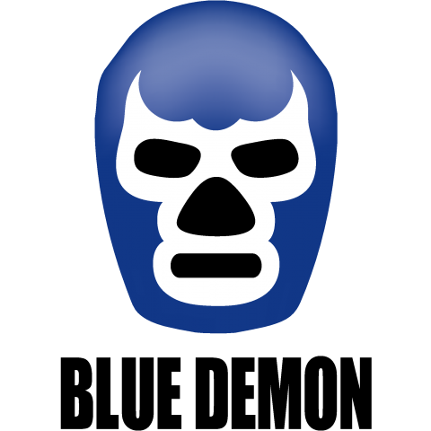 Blue Demon プロレスラー 格闘技 スポーツ マスク Mask ロゴ ロック Rock かわいい 可愛い カワイイ カラフル シンプル イラスト アメカジ デザイン 文字 Tシャツ デザインtシャツ通販 Tシャツトリニティ