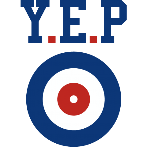 Y.E.P CURLING /カーリング・スポーツ・マーク・カラフル・可愛い・イラスト・絵・音楽・UKロック・パンク・記号・図形・模様・柄・円・女性・子供・アメカジ・文字・ロゴ・デザインTシャツ