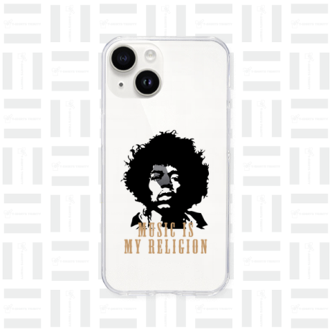 MUSIC IS MY RELIGION /ロックの神様・JIMI HENDRIX・ジミヘン・パンク・ブルース・バンド・アート・art・楽器・イラスト・シンプル・R&B・絵・文字・ロゴ・デザイン