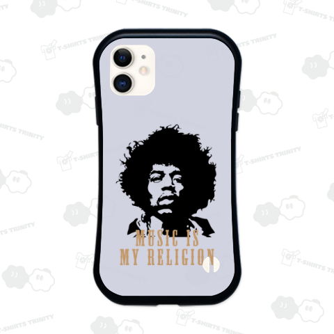 MUSIC IS MY RELIGION /ロックの神様・JIMI HENDRIX・ジミヘン・パンク・ブルース・バンド・アート・art・楽器・イラスト・シンプル・R&B・絵・文字・ロゴ・デザイン