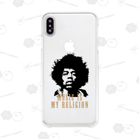 MUSIC IS MY RELIGION /ロックの神様・JIMI HENDRIX・ジミヘン・パンク・ブルース・バンド・アート・art・楽器・イラスト・シンプル・R&B・絵・文字・ロゴ・デザイン