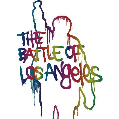 The Battle Of Los Angeles /音楽・ロック・パンク・グラフティ・ストリートアート・ロゴ・文字・ダンス・DJ・絵・シンプル・イラスト・可愛い・カワイイ・インク・デザインTシャツ