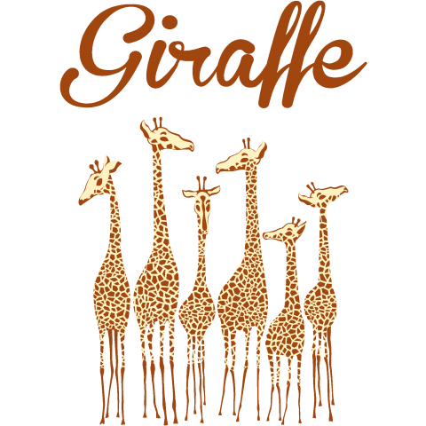 Giraffe 6頭のキリン 動物 Zoo アニマル ロゴ ペット 絵 ポップアート Popart 柄 模様 音楽 ロック 可愛い 文字 自然 女性 子供 カラフル イラスト デザインtシャツ デザインtシャツ通販 Tシャツトリニティ