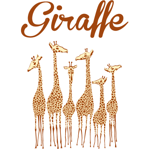 Giraffe -6頭のキリン- /動物・ZOO・アニマル・ロゴ・ペット・絵・ポップアート・popart・柄・模様・音楽・ロック・可愛い・文字・自然・女性・子供・カラフル・イラスト・デザインTシャツ