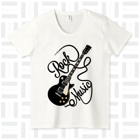 黒いレスポールギター -Rock Music- /音楽・ロック・パンク・punk・ストリート・バンド・アンプ・ベース・楽器・かわいい・カワイイ・可愛い・文字・シンプル・イラスト・ロゴ・デザインTシャツ