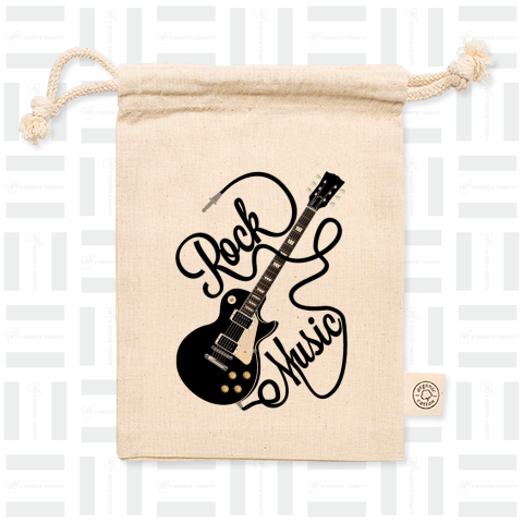 黒いレスポールギター -Rock Music- /音楽・ロック・パンク・punk・ストリート・バンド・アンプ・ベース・楽器・かわいい・カワイイ・可愛い・文字・シンプル・イラスト・ロゴ・デザインTシャツ