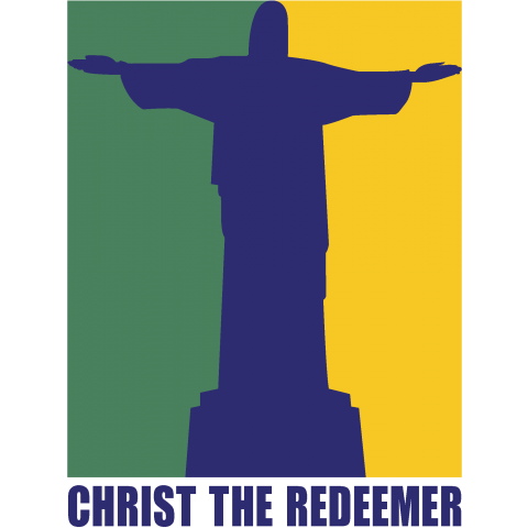 ポップなコルコバードのキリスト像 /ブラジル・国旗・flag・世界・日本・スポーツ・かわいい・カワイイ・可愛い・絵・シンプル・カラフル・ロゴ