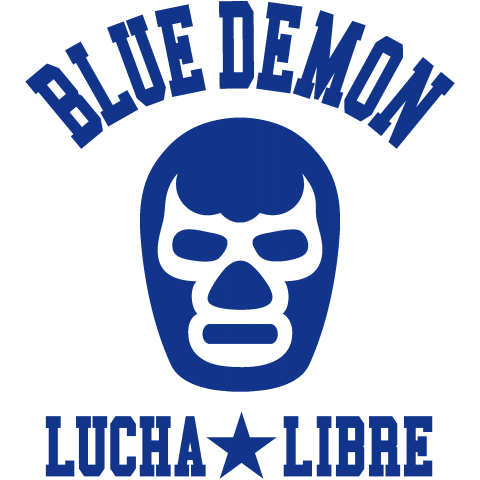 BLUE DEMON /プロレス・格闘技・スポーツ・マスク・ストリート・音楽・カレッジ・ロック・rock・かわいい・カワイイ・可愛い・文字・シンプル・デザイン・イラスト・アメカジ・ロゴ・Tシャツ
