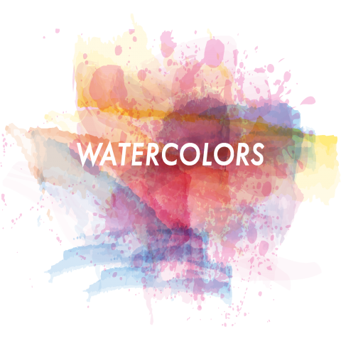 WATERCOLORS /水彩画・カラフル・インク・アート・ロック・rock・かわいい・カワイイ・可愛い・絵・模様・柄・花・虹・音楽・art・女性・夏・サーフ・シンプル・イラスト・ロゴデザインTシャツ