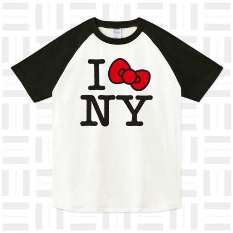 I KITTY'S RIBBON NY /リボン・マーク・記号・かわいい・カワイイ・可愛い・イラスト・シンプル・カラフル・コミック・柄・音楽・女性・子供・ロゴ・文字・デザインTシャツ
