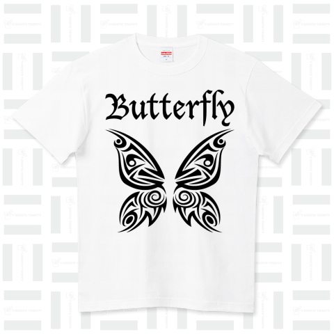 Butterfly /蝶・チョウチョ・ロック・パンク・rock・punk・音楽・music・ギター・パンク・刺青・タトゥー・女性・可愛い・イラスト・ロゴ・模様・絵・柄・デザインTシャツ